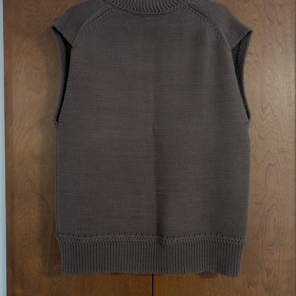 Reformation Olive Brown V-Neck Knit Sweater Vest - Picture 5 of 7